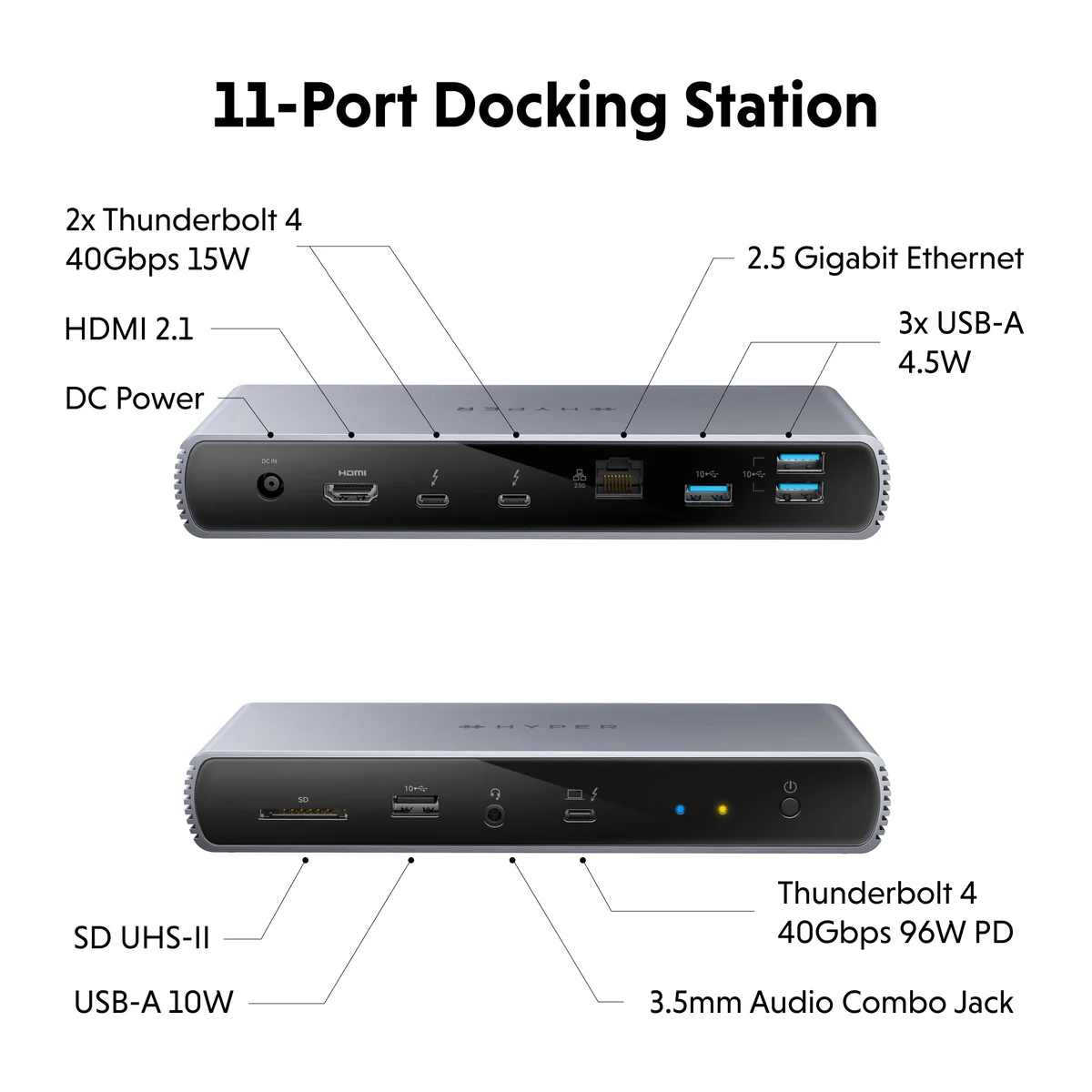 HyperDrive Thunderbolt 4 Docking Station 2 Downstream Ports (8)